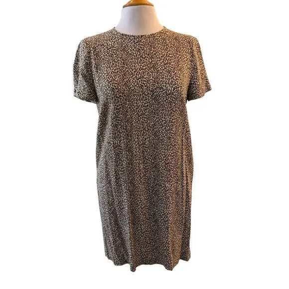 Jenni Kayne Leopard Print T Shirt Dress Mini Casual Oversized Animal Size XS - Picture 3 of 16